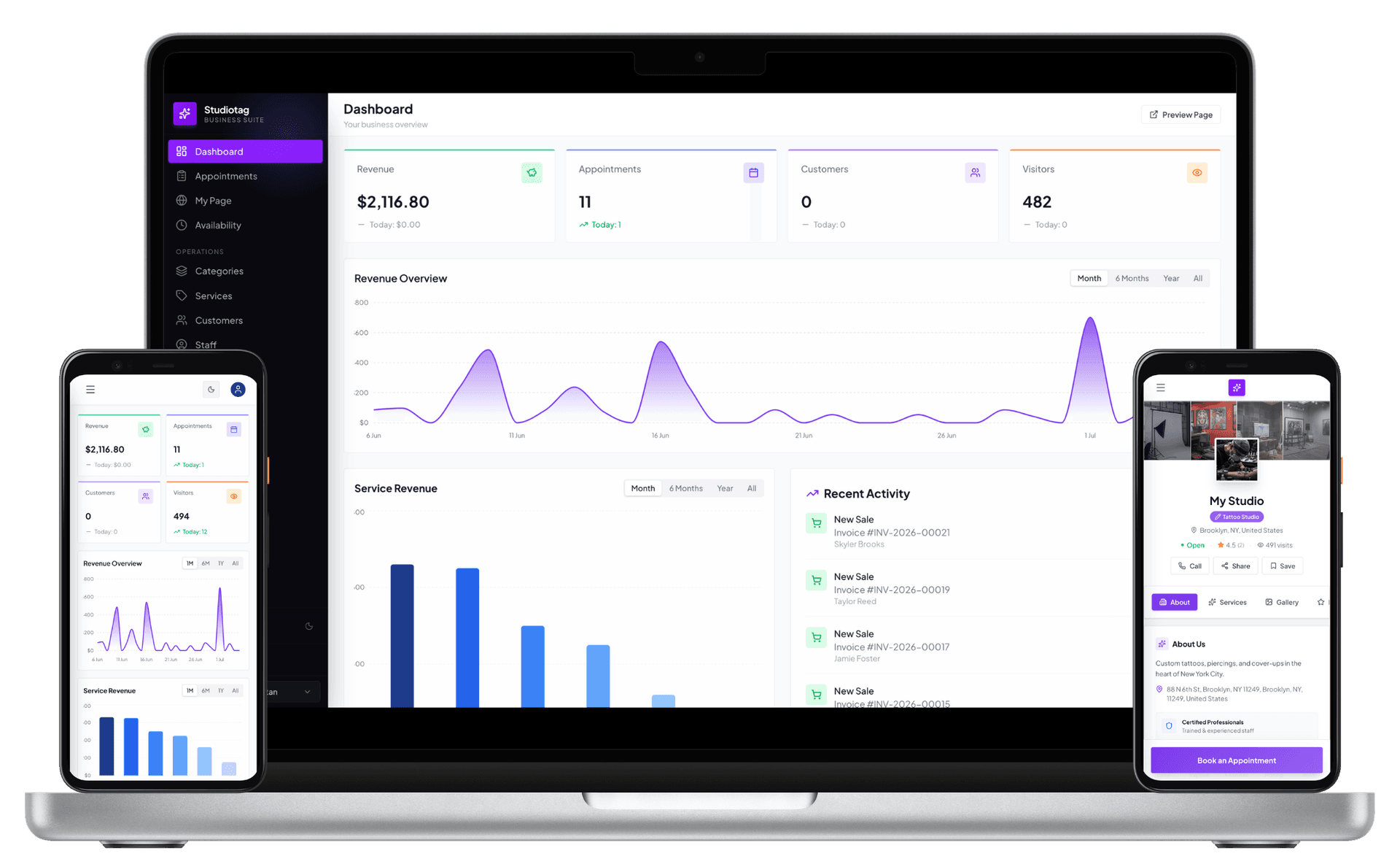 Studiotag dashboard preview